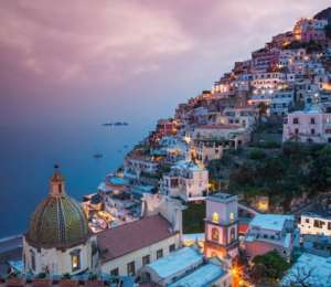 Sunset view of Amalfi Coast, near Naples. Visit this wonderful place with a Rome to Amalfi day tour